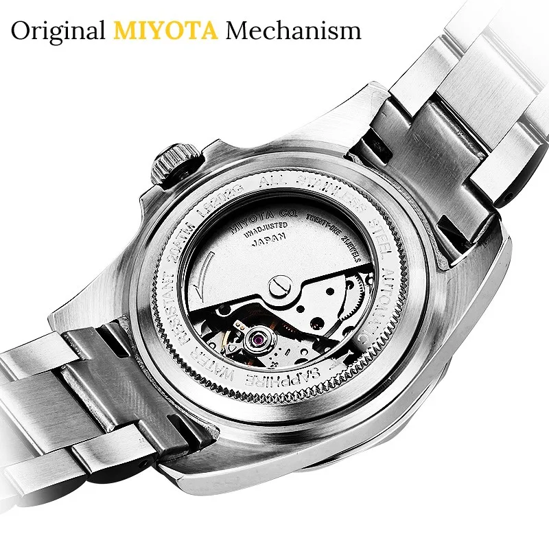 LOREO Diving Series Watch 200m waterproof Automatic Mechanical Watch men Sapphire Crystal mirror Luminous Auto date Screw Crown