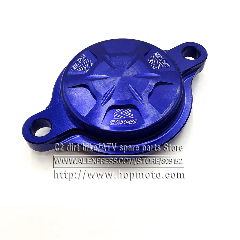 Blue CNC Billet Engine Oil Filter Cover For YZF450 /10-15 YZF250 /14-16 spare parts dirt pit bike Motocross Racing Bike