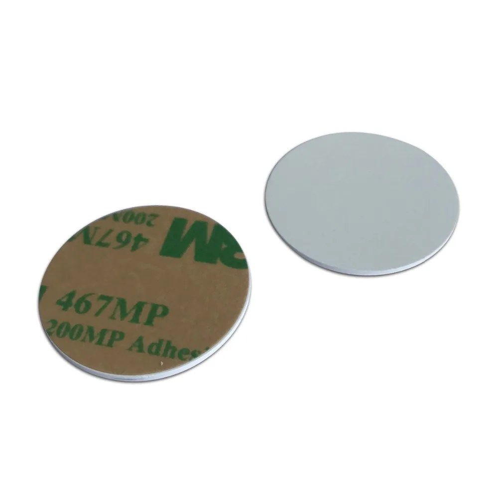 pvc 3M adhesive back 1mm thick round 25mm rfid 1k coin tag 100pcs/lot