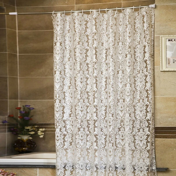 

Thick white shower curtain PEVA waterproof shower curtain European printing metal eye hooks can be customized to send 2M*2M