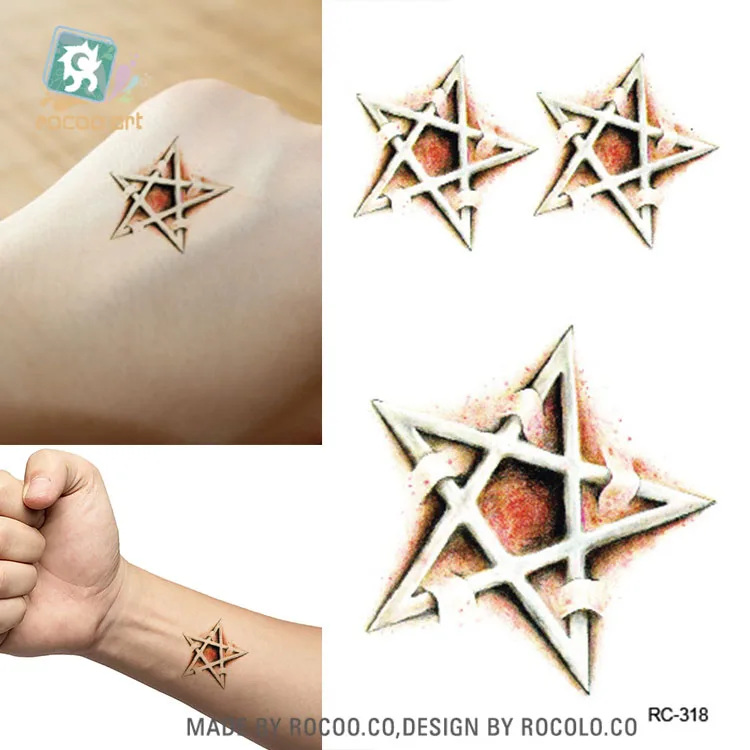 Rocooart RC318 Pentagram Wound Waterproof Temporary Tattoo Sticker Body Art Fake Tattoo Taty Flash Tatto Tatuagem For Woman Man