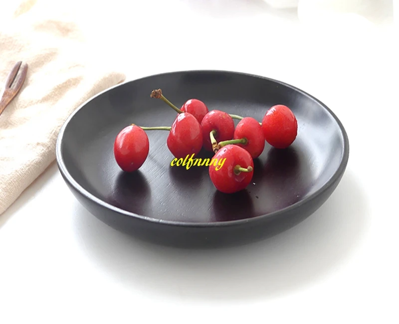 100pcs/lot Fast shipping Rubber Wood plate dishes fruit tray walnut plates kitchen tools wood bowl Tableware Black colors