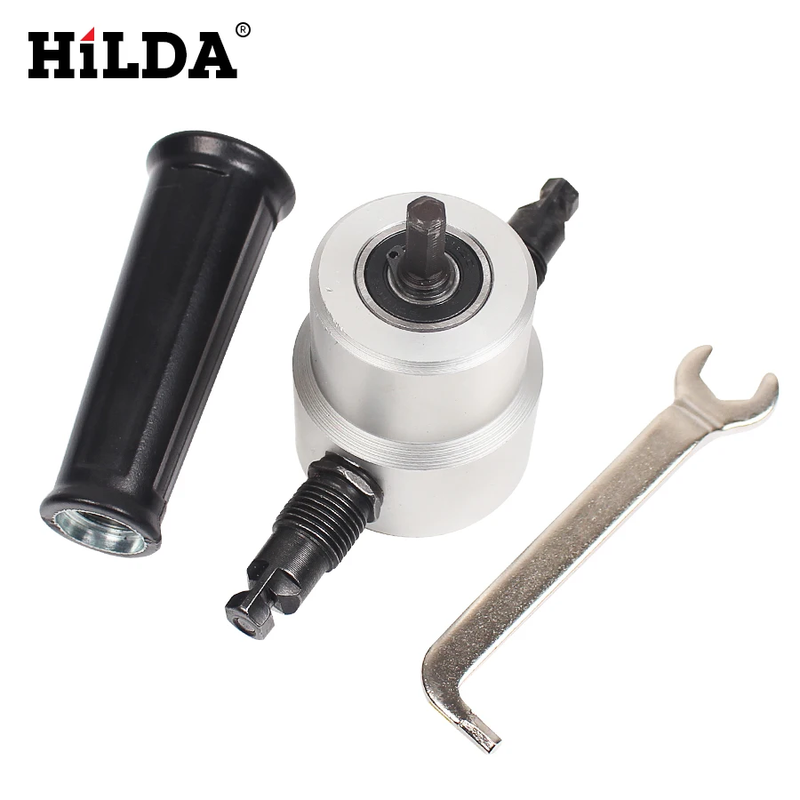 HILDA Nibbler Sheet Metal Cut Nibble Metal Cutting Double Head Sheet Nibbler Saw Cutter Tool Drill Attachment Cutting Tools