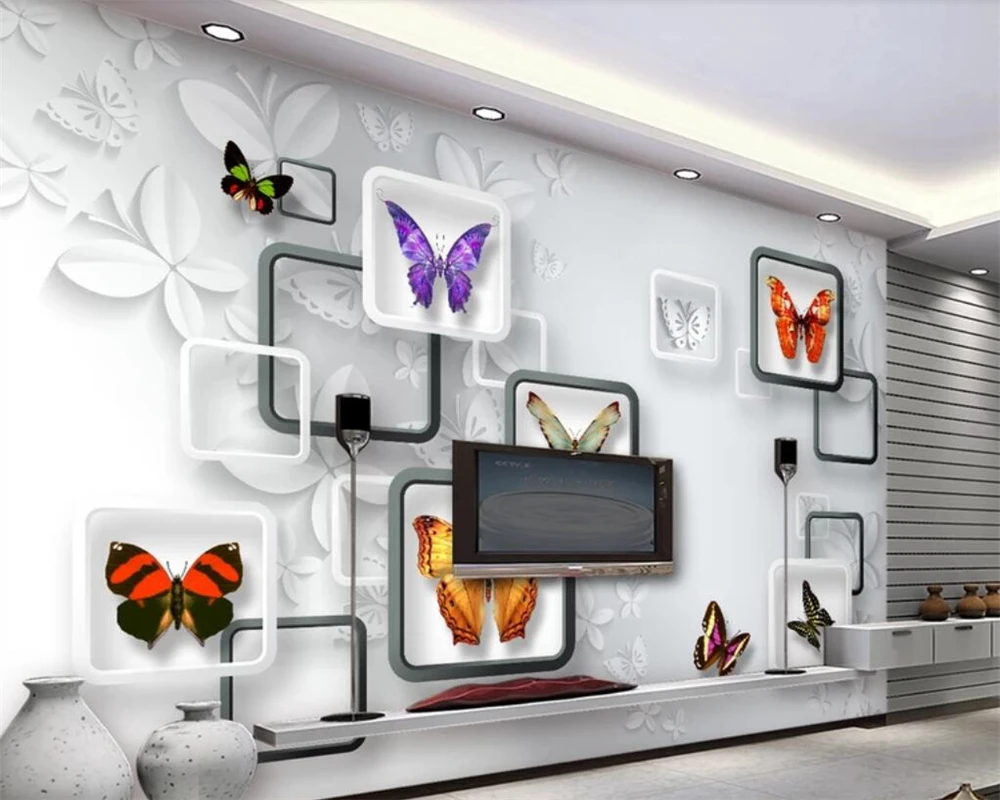 papel de parede Wallpaper 3D fantasy butterfly living room TV background wall paper home decoration 3d wallpaper