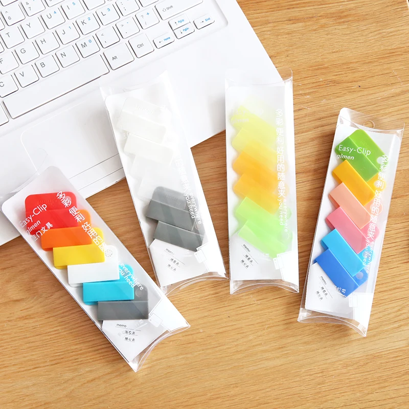 6 pcs/set Creative Candy Color Test Folder Multi-purpose Food Sealing Clamp Holder Picture Bookmarks Subject Classification Clip