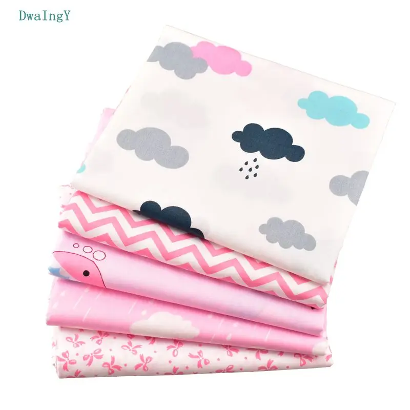 DwaIngY 5pcs/lot Cartoon series Twill Cotton Fabric For Patchwork Cloth DIY/Sewing/Quilting/Quarters Material Doll 20*25cm