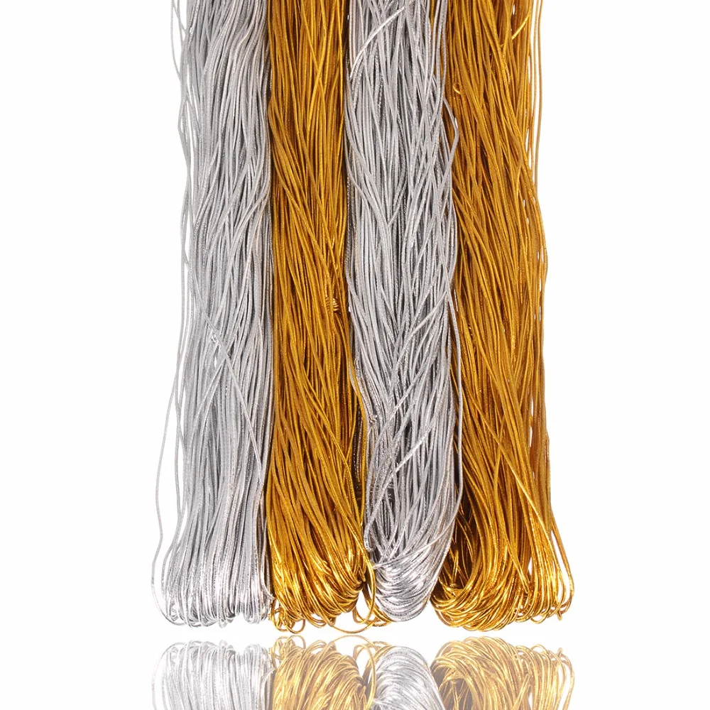 50M Gold Color Silver Color Elastic Cords Ropes Threads 1mm 1.8mm for Diy Beaded Bracelet Necklace Jewelry Finding Accessories