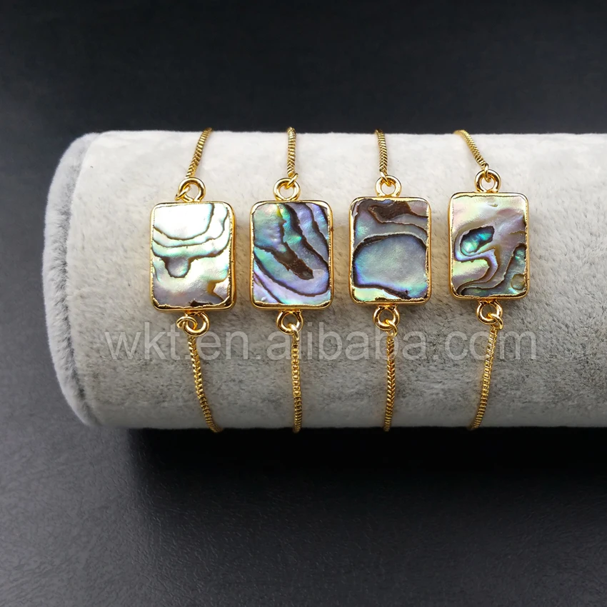 WT-B337 Wholesale Free shipping mother of pearl shell bracelet Unique rectangular abalone shell bracelet Jewelry 12*16mm