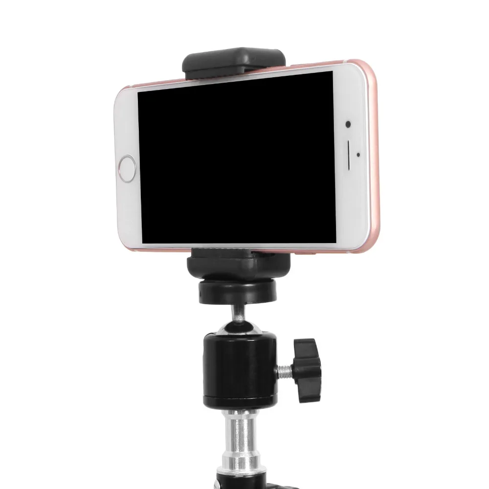 Soporte de abrazadera de Clip ajustable para teléfono inteligente, palo de Selfie, soporte extensible tipo E para trípode