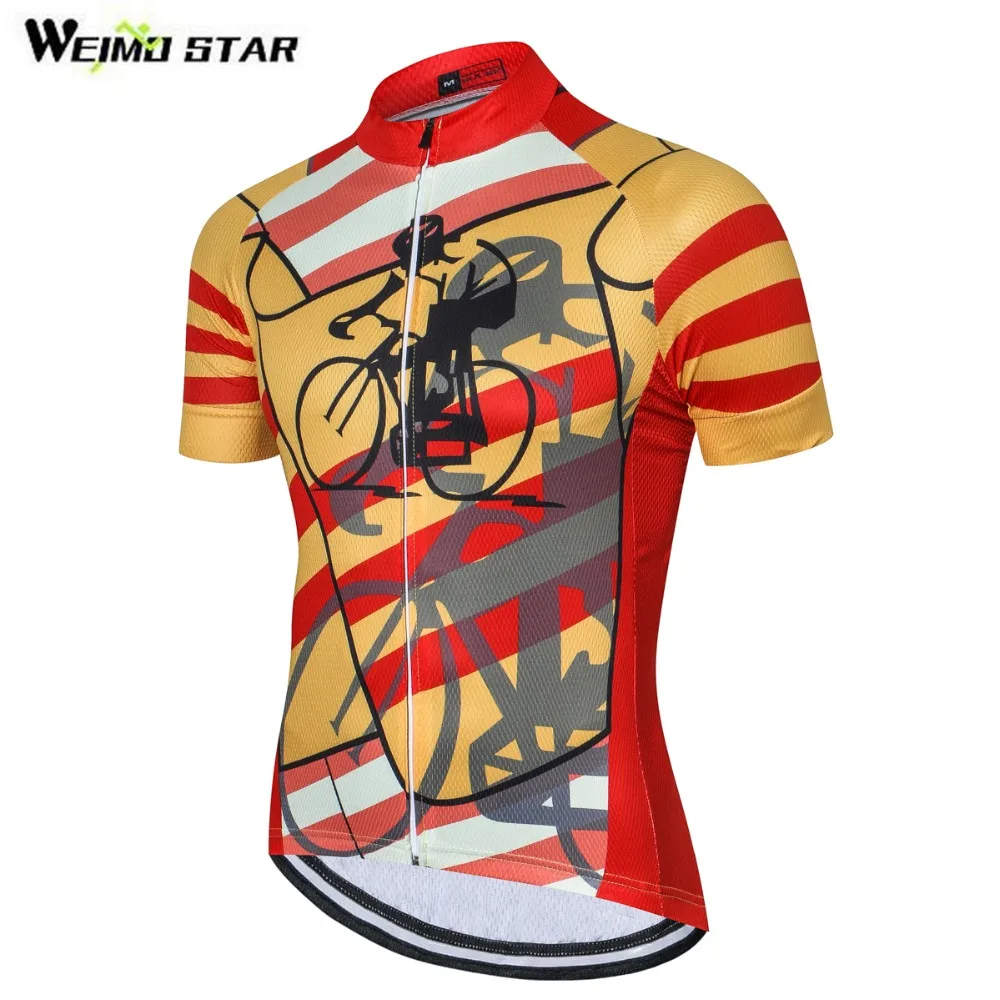 Men Cycling Jersey Bike Bicycle Short Sleeves Jersey Mountain Clothing MTB Jersey T Shirt Bike Clothes Maillot Yellow Red S-4XL