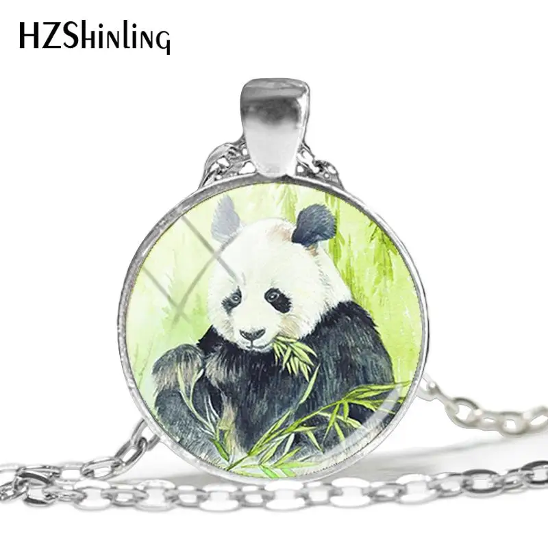 2018 New Cute Panda Necklace Animal Photo Pendant Pandas Paintings Jewelry Handmade Glass Necklaces HZ1