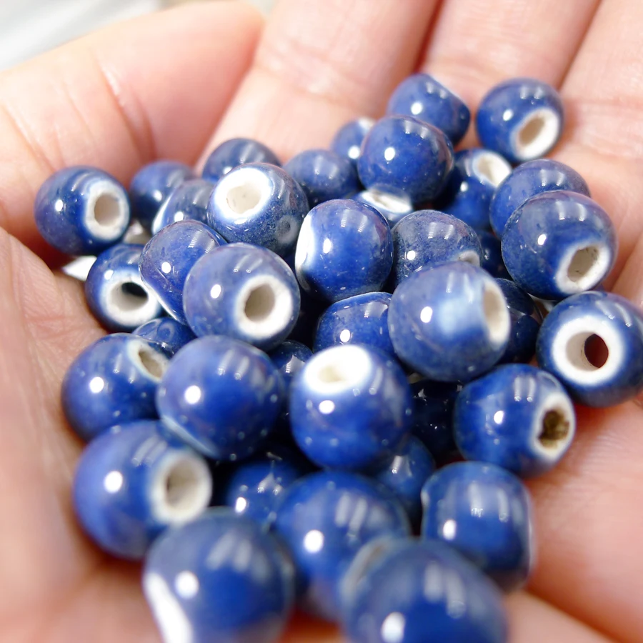 8# 100pcs Jingdezhen Ceramic Beads  For Necklace Making Ceramics Porcelain Bead For Jewelry Making 8mm  Beads #A413C