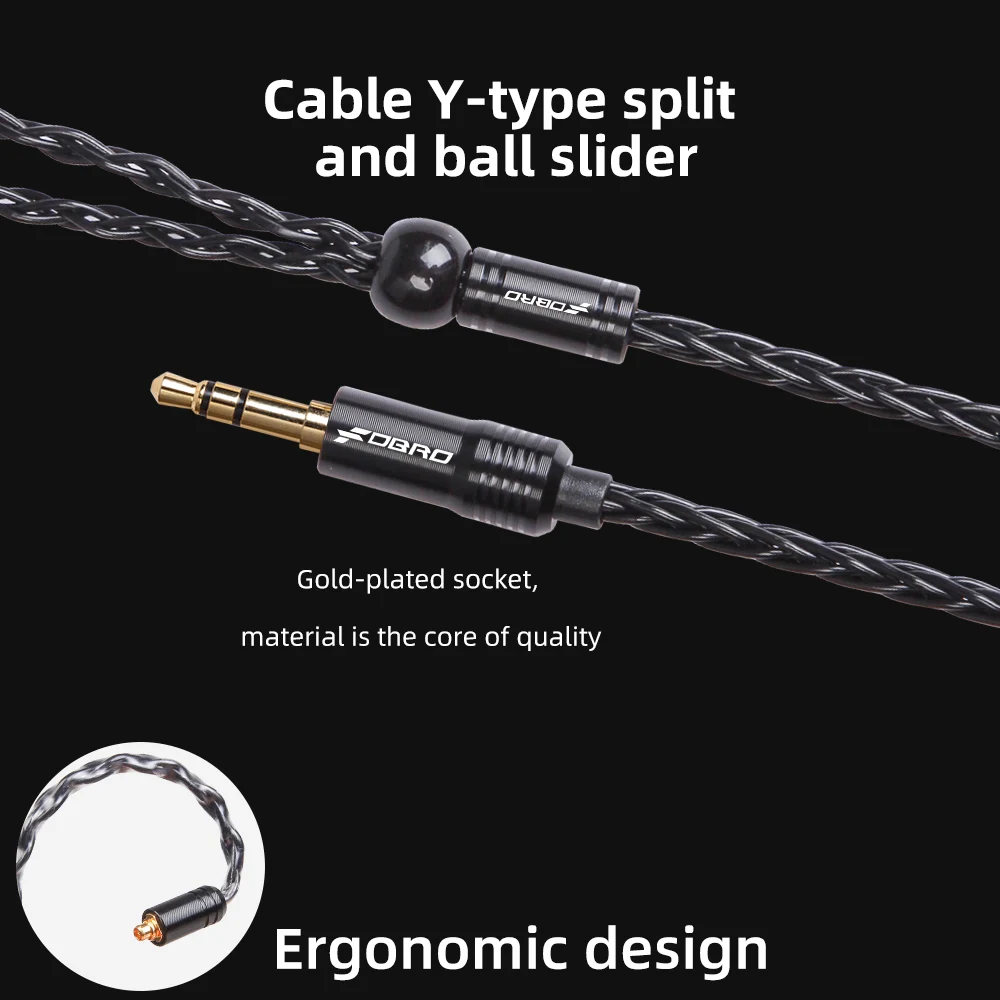 FDBRO 8core MMCX 2Pin 0.78mm A2DC Silver Plated Earphone Cable 2.5/3.5/4.4mm Balanced Headset Audio Jack Cable For SE315 SE425