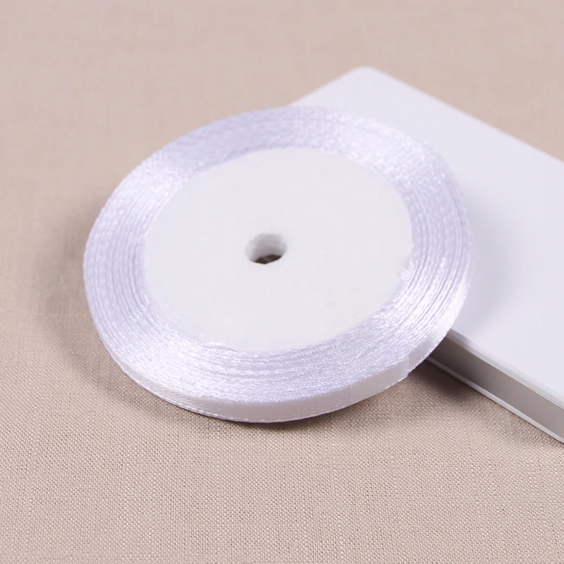 (25 yards/roll)White Color Single Face Satin Ribbon Wholesale Gift Wrapping Christmas New Year Apparel Sewing Fabric gift Ribbon