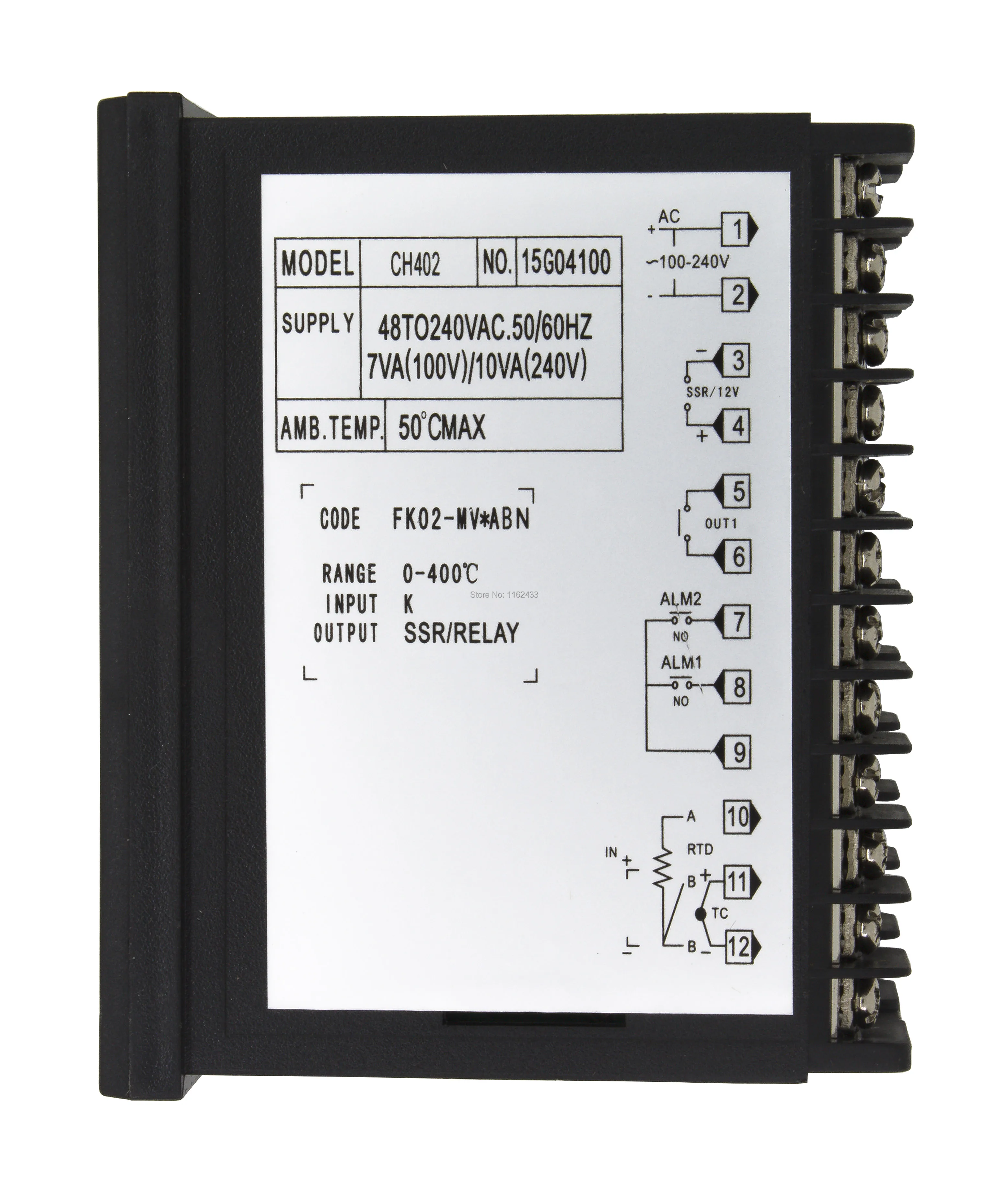 CH402 short case relay + SSR output digital PID temperature controller (Not include SSR)