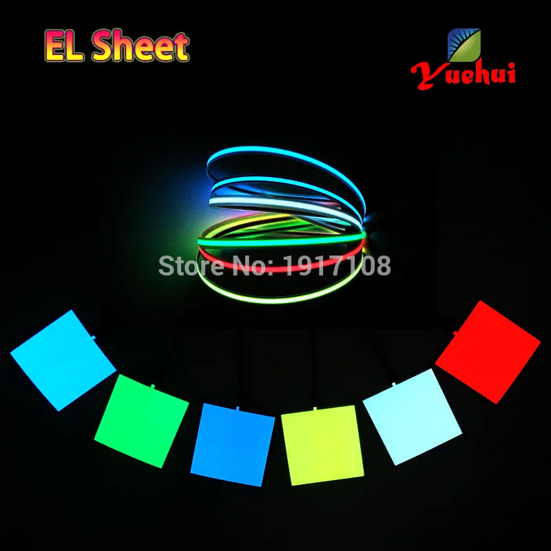 NEW 10X10CM Size EL Sheet 6 Color choice EL panel EL backlight for car,house,dispaly,holiday,festival Glow party Supplies