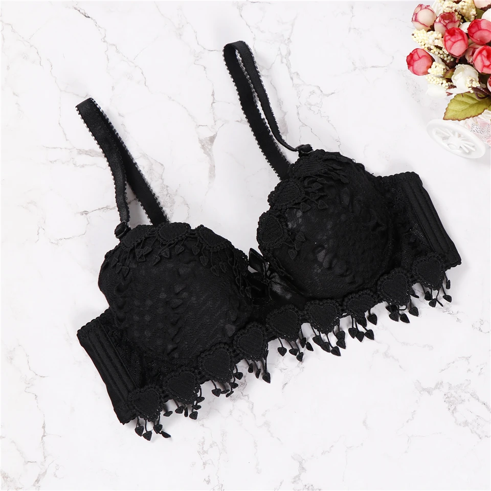 Women Underwear Push Up Bra Lace Bra Brand Embroidery Tassel Sexy Lingerie Brassiere Large Size Red Black White Padded Lingerie