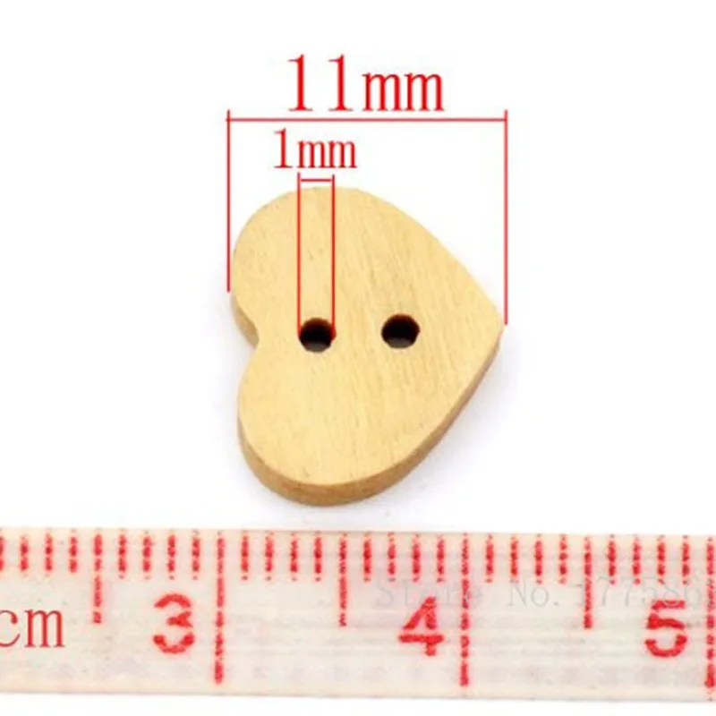 50 Pcs 13x11mm 2 Holes Heart Wooden Buttons, for Sewing, Scrapbooking, Embelishments, Crafts, 7NK46