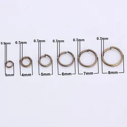 OlingArt 620pcs Dia 0.7MM anello di salto placcatura in bronzo 3mm/4mm/5mm/6mm/7mm/8mm anello di collegamento formato misto gioielli fai-da-te connettore