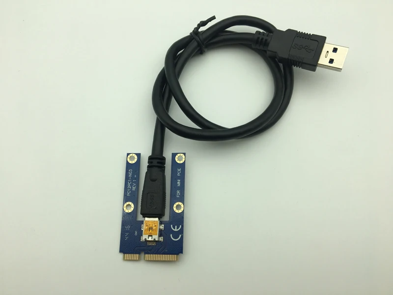 Mini PCI-E to PCI Express Extender Riser Card PCIE 1x to 16x Slot USB3.0 Data Cable SATA to 6Pin Power Supply for Bitcoin Mining