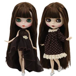 ICY DBS Blyth doll 1/6 bjd customized face with brown hair nude joint body for girl gift toy BL0521