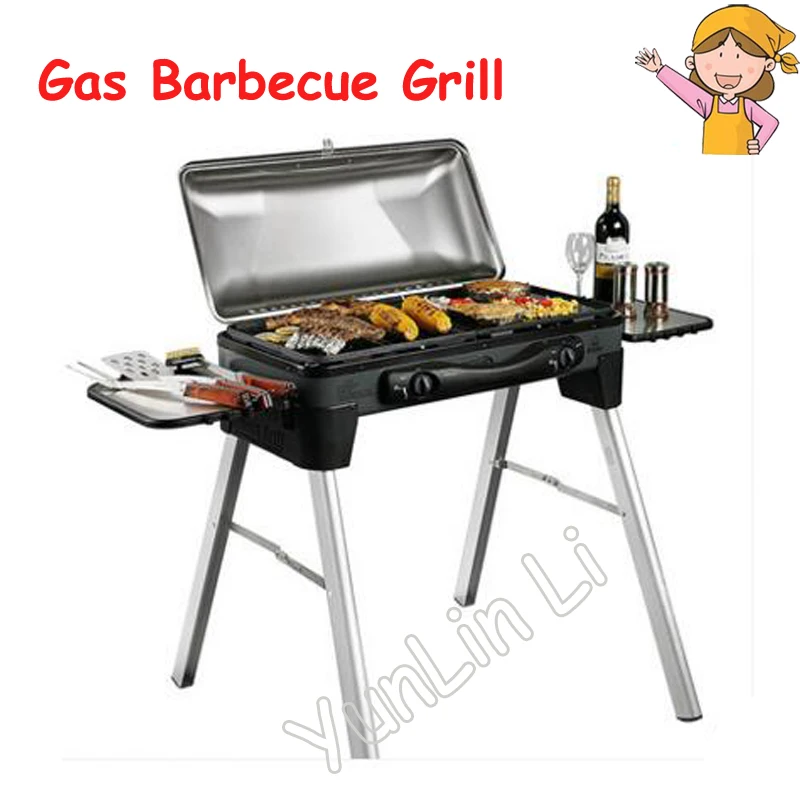 Gas Barbecue Grill Stainless Steel Outdoor Portable BBQ Grill Courtyard Liquefied Gas Multi-function Grill Box