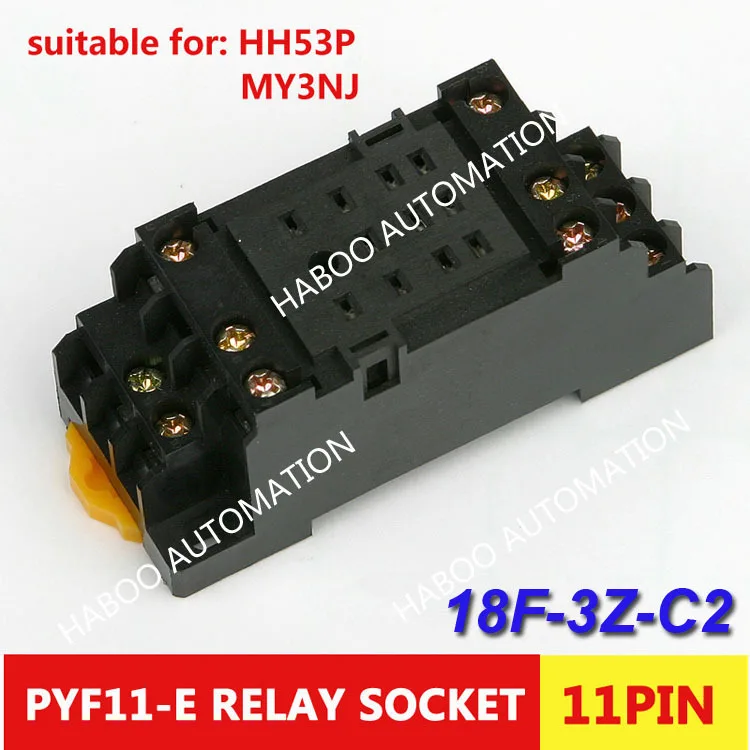 10pcs/lot  mini size relay socket 11pin electrial switch socket PYF11A-E relay socker for MY3NJ HH53P plug socket