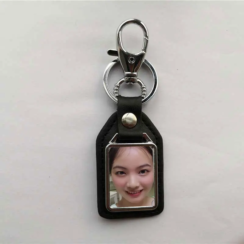 new arrival sublimation pu key chains brown black rectangle round blank key ring hot transfer printing consumable 15pcs/lot pu12