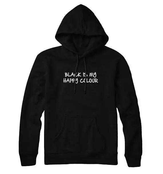 Sugarbaby Black is my happy colour hoodie slogan hoody top grunge punk clothing fashion Tumblr Hoodie High quality Tops