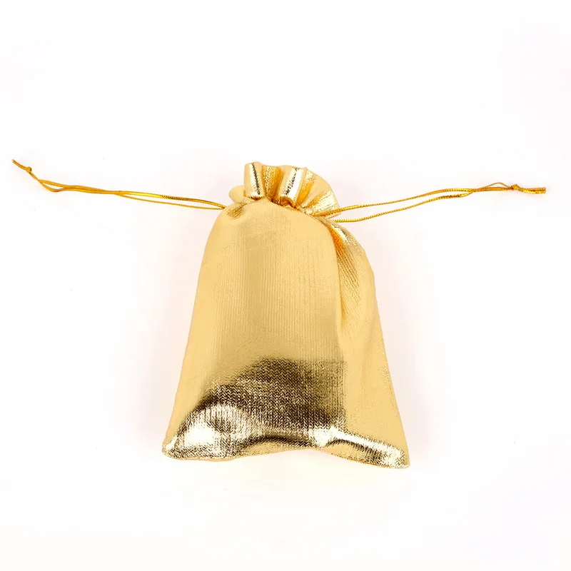 10 stks Goud Zilver Kleur Metallic Folie Organza Zakjes Kerst Bruiloft Gunst Geschenken Snoep Zakken Sieraden Tas