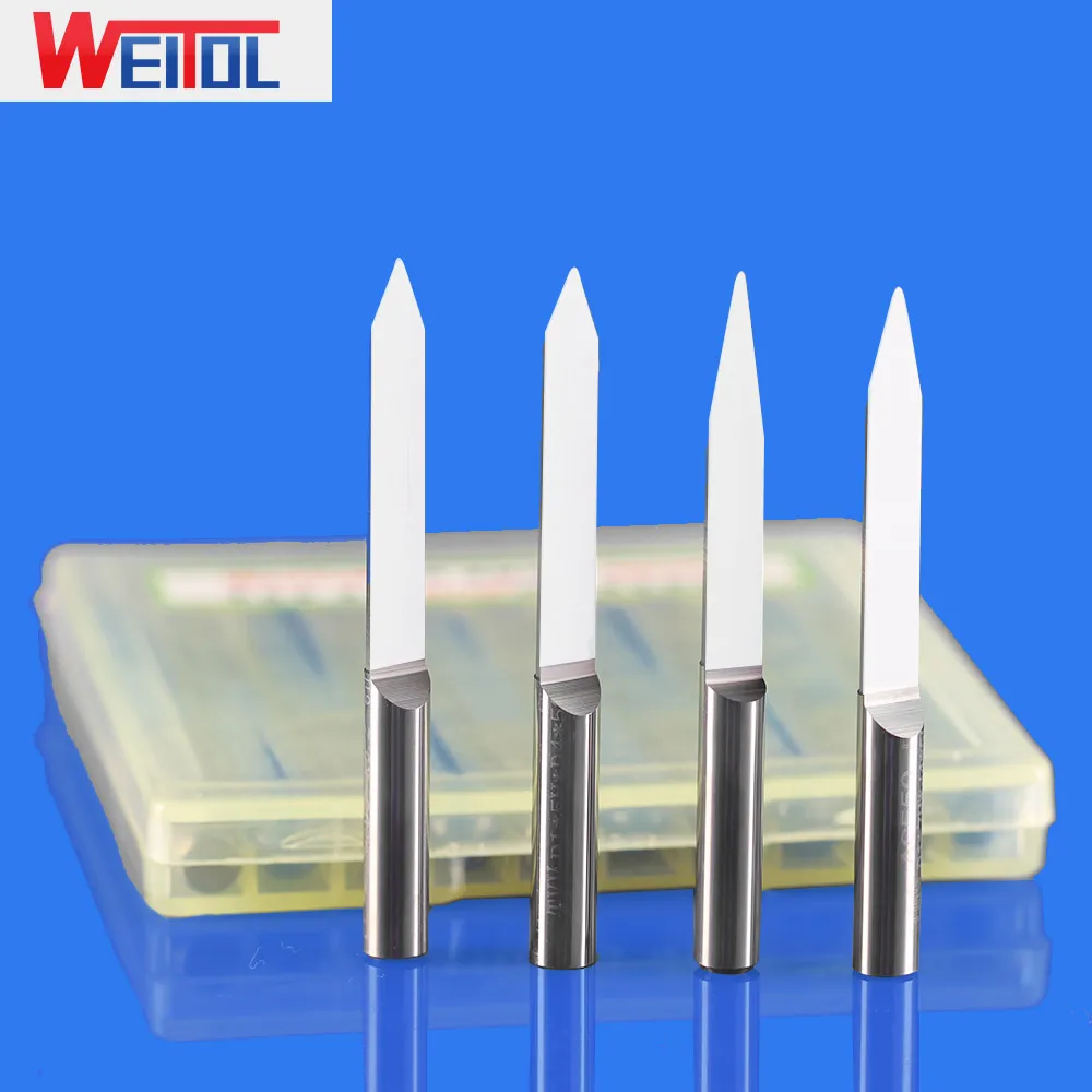 Weitol 3.175mm V Shape round Bottom Carbide Engraving Bits CNC Router Tool 10/15/20/30/60 degree
