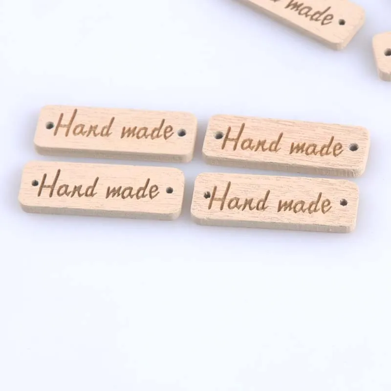 New Natural Wood craft Handmade Letter for Home Decoration Sewing Buttons 2 Holes Scrapbooking Crafts DIY 100PCs 10x30mm MT0931