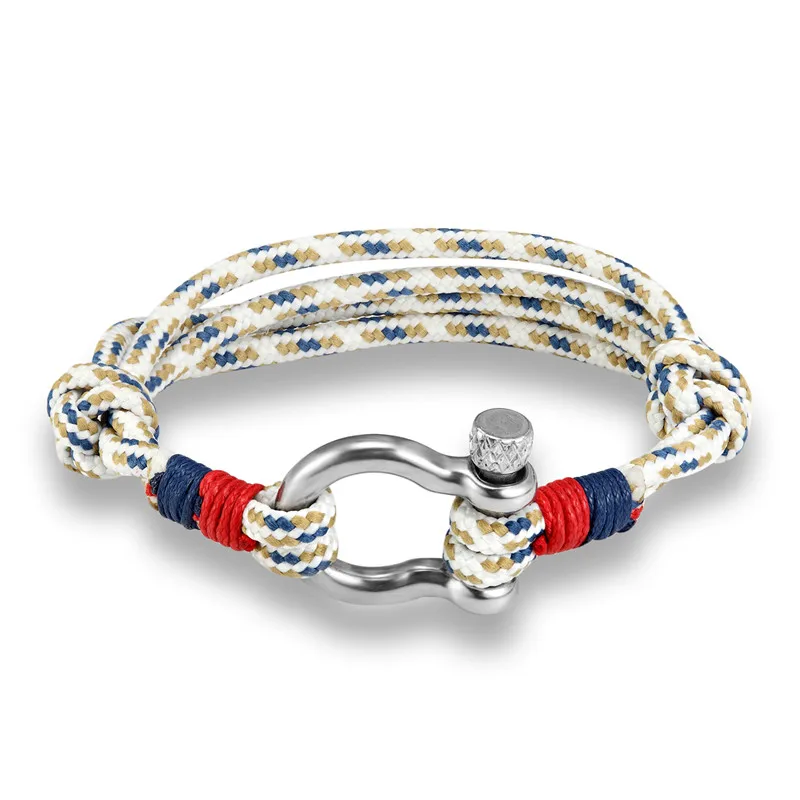 New Arrival Fashion Jewelry navy style Sport Camping Parachute cord Survival Bracelet Men Women Stainless Steel Shackle Buckle