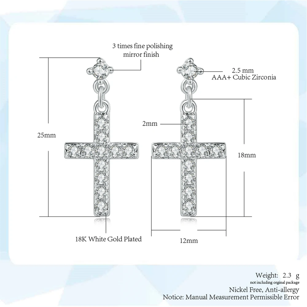 Top Quality ZYE328 Classic Cross Crystal Silver Color Earring Fashion Jewelry Made with Austrian Crystal