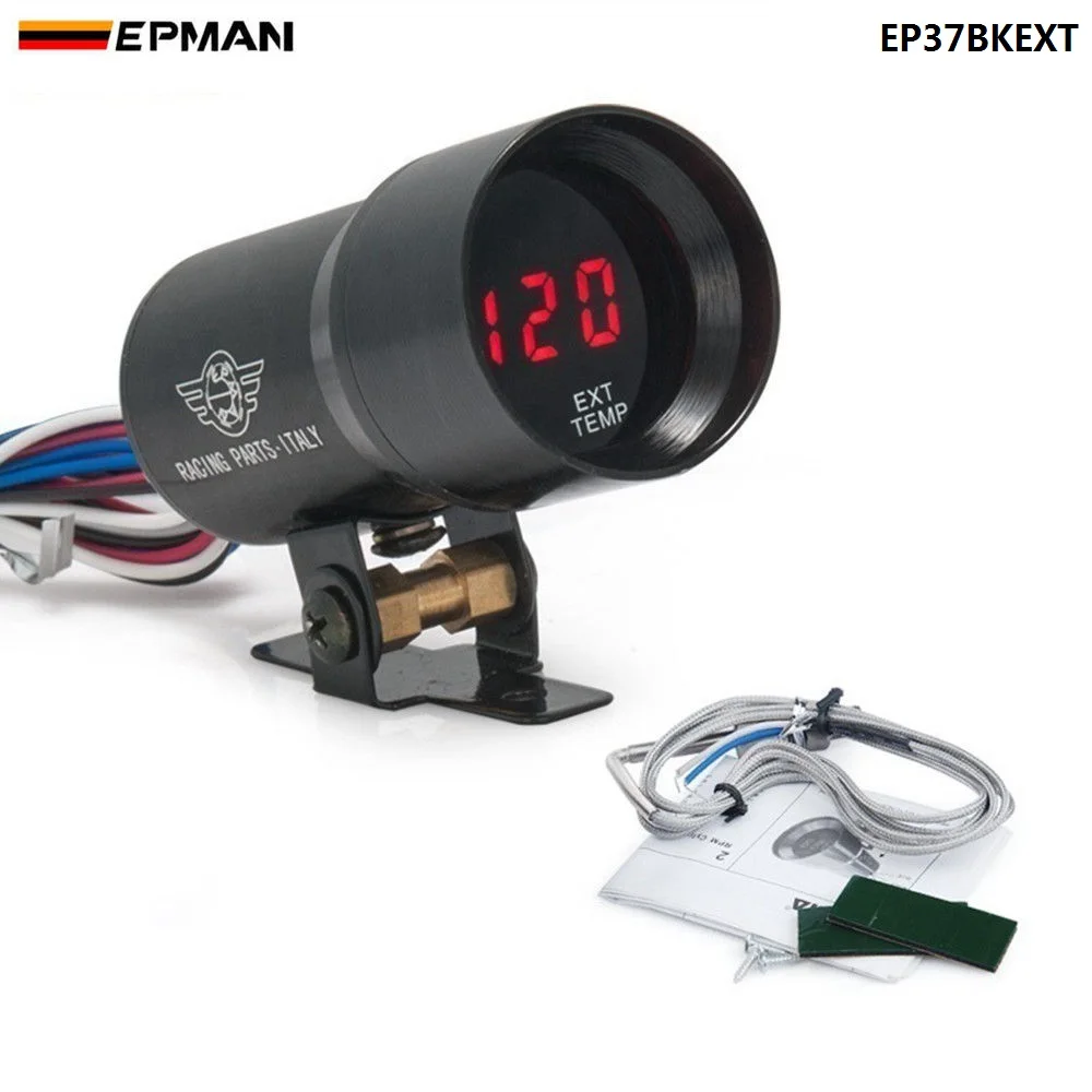 37mm Smoke Exhaust Gas Temperature EGT Gauge Red Digital Shift Light Style Meter Pod Red LED Black For BMW e3 EP37BKEXT