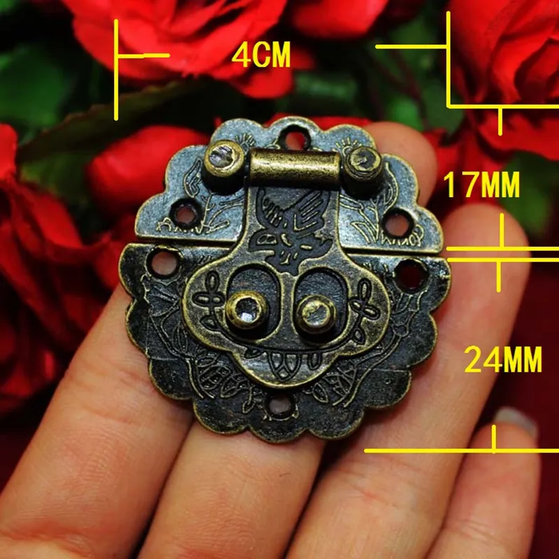 

Wholesale Zinc Alloy Antique Chinese Furniture Flower and Birds Handle Lock Hasp Wooden Box Locking Buckle Lock,4cm Dia.,100Sets