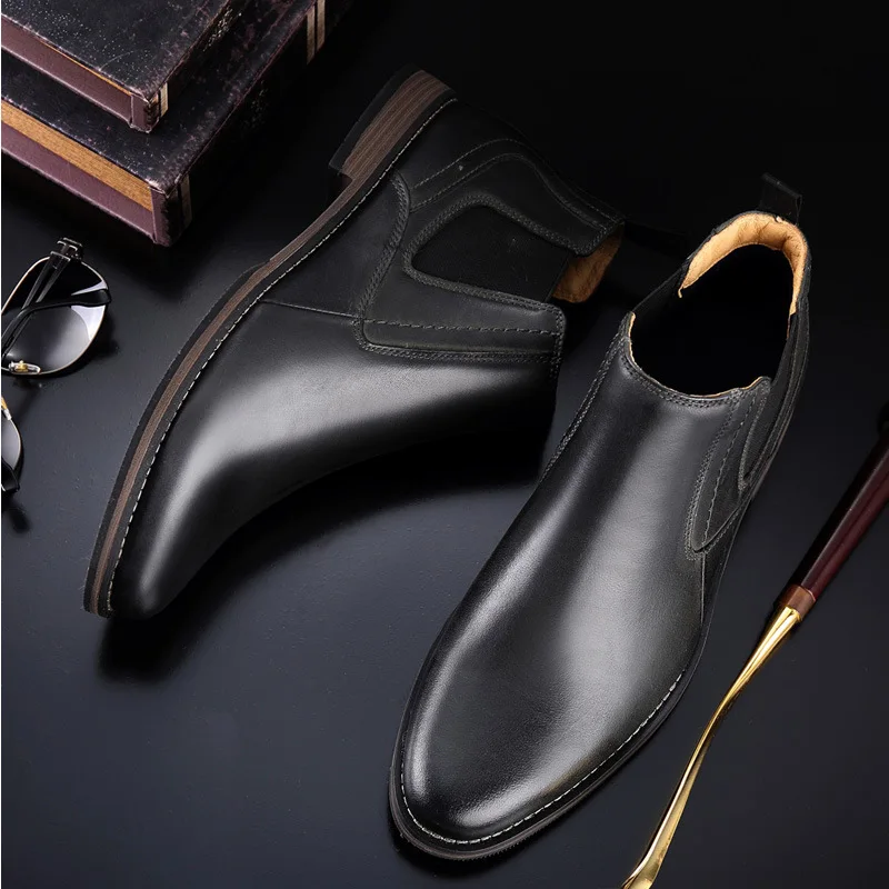 NPEZKGC New Men shoes Chelsea boots Genuine Leather 2022 Man Ankle Boots man Super Large size 40-48 spring autumn male boots