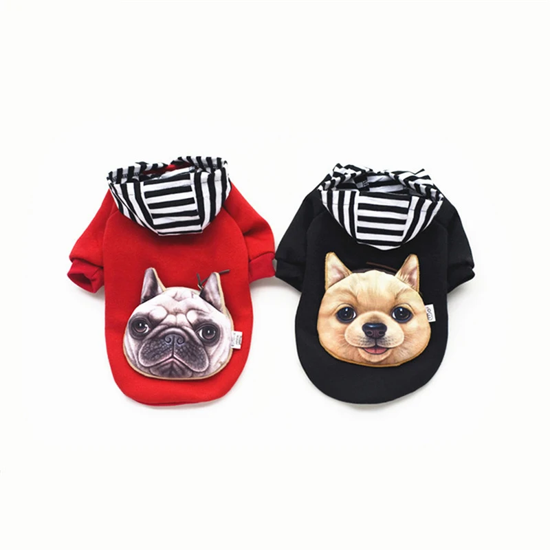 Cute 2018 Dog hoodies with Bag for puppy dogs cats clothing Red/Black chihuahua Clothes yorkshire pet product for Animals S-XL