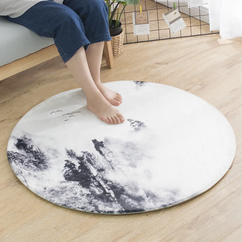 

Modern Chinese Round Carpet, Suede Floor Mats, Bedroom, Living Room, Chair, Rocking Cushion, New