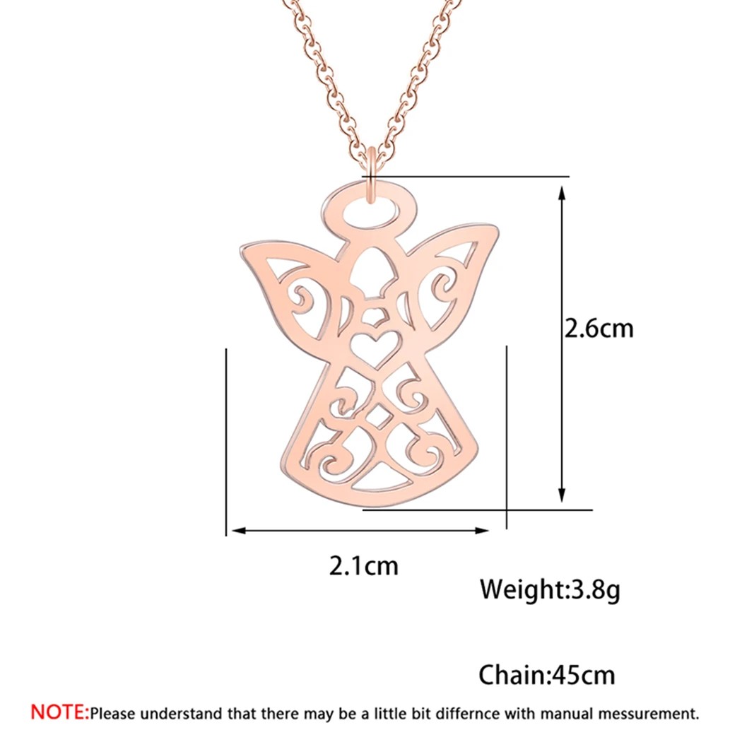 Cxwind Fashion Angel Wing Pendant Necklaces for Women Vintage Hollow Figure Pattern Choker Jewelry Female Sweater Accessory