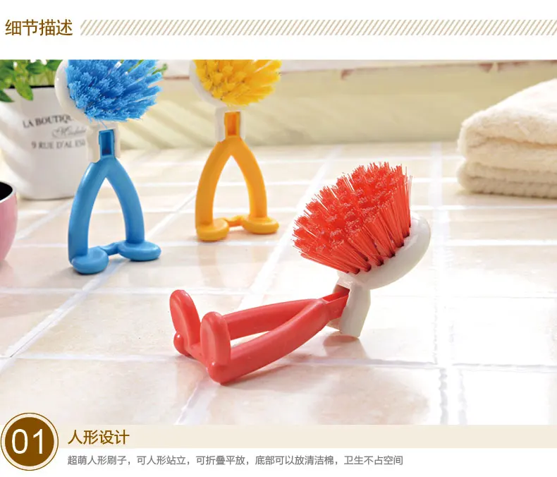 2pcs/lot Creative Cartoon Plastic Kitchen Person Type Multi-purpose Multifunctional Pan Brush Oil Brush KP 007