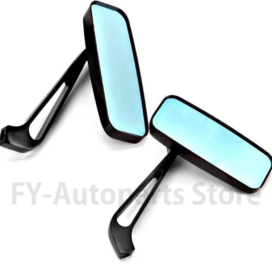 Universal Pair Anti Glare Blue Glass Rectangle Rearview Mirrors for Motorcycle  Bike Cruiser Softail Sportster Free Shipping New