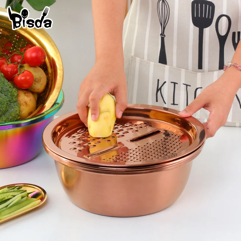 Vegetable Slicer Potato Peeler Round Bowl Strainer Basket Set Kitchen Utensil Carrot Onion Grater Stainless kitchenware Cutter