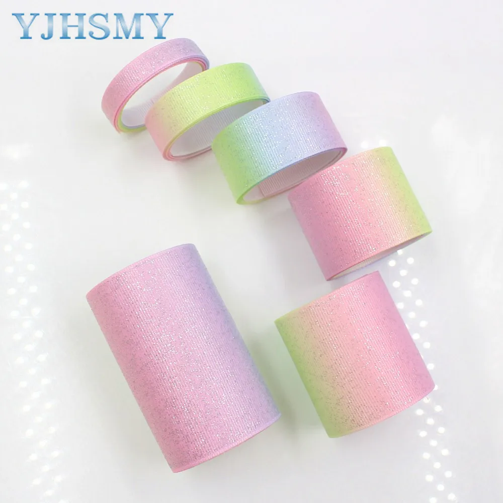 YJHSMYG C-171005-617,38/25 mm 5 Yards colorfu flash Ribbons Thermal transfer Printed grosgrain,Clothing accessories DIY material