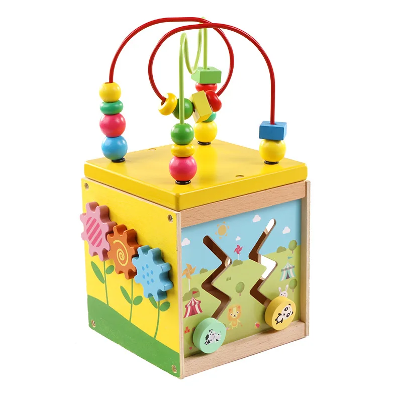 Montessori  Wooden Educational Preschool Toys Activity Cube Toys Baby Wooden Bead Maze For Toddlers Oyuncak Brinquedo Para Bebe