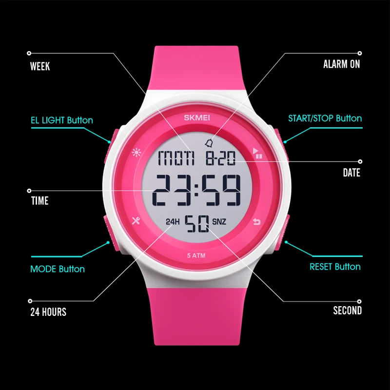 Skmei 1445 Kinderen Digitaal Horloge Merk Eenvoudige Chronograaf Sport Polshorloge Waterdichte Elektronische Horloges Cadeau Voor Kinderen