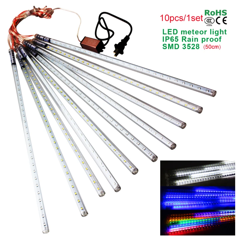 Waterproof LED christmas lights 10pcs/set SMD3528 Snowfall Tube 50cm Meteor Rain Led Tube Light for christmas decoration outdoor