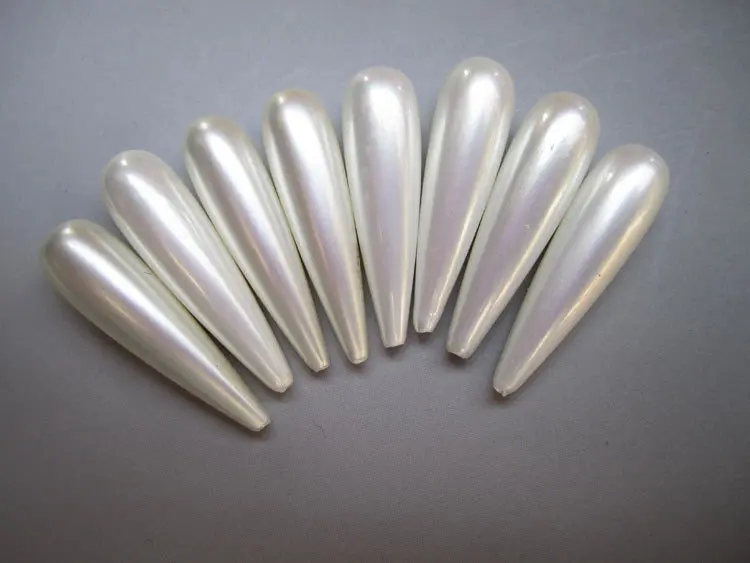 Mini.order is $7!Wholesale 2pcs! 8x30mm White Shell Pearl Raindrop Teardrop Half hole Loose Beads