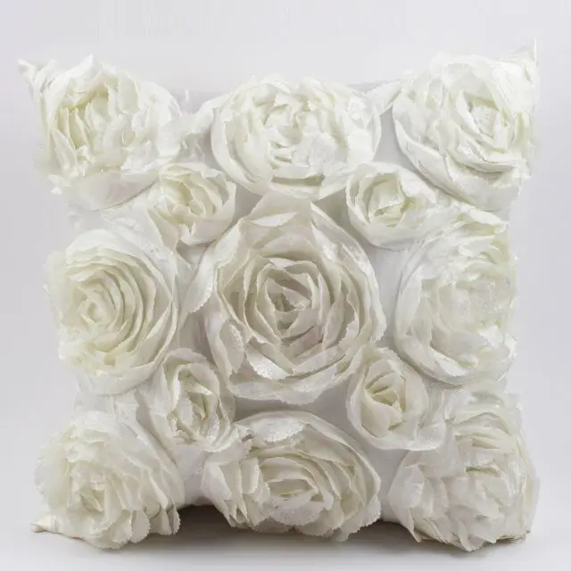 3D roses embroidered Cushion cover rose Pattern Pillowcase Wedding Party Home Sofa car decoration European style Pillow cover