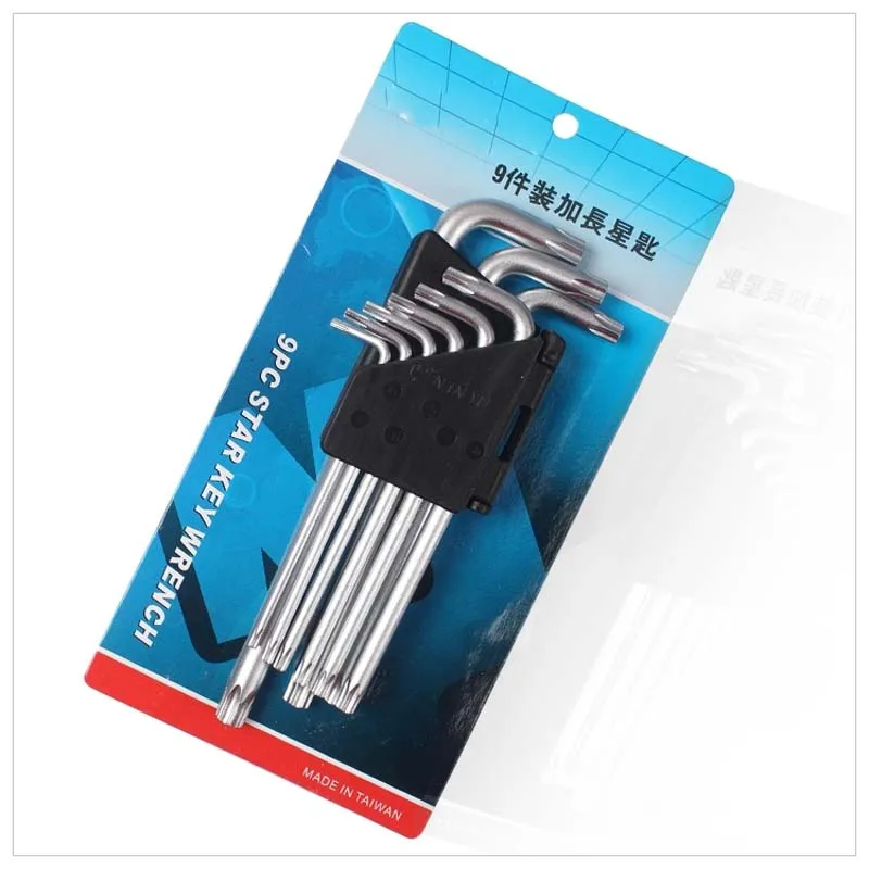 9pcs/set L Type Screwdriver Double-End Hex Wrench Set Allen Key Hexagon Torx Pentacle Star Spanner Key Set Hand Tools T10-T50 view 4
